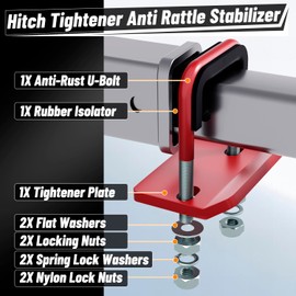 Gerguirry Trailer Hitch Tightener Anti Rattle Clamp for 1.25" to 2" Hitch Cargo Carrier Tow Hitch Stabilizer Heavy Duty for Bike Rack, Truck, SUV, RV Accessories, Red, 2Pcs
