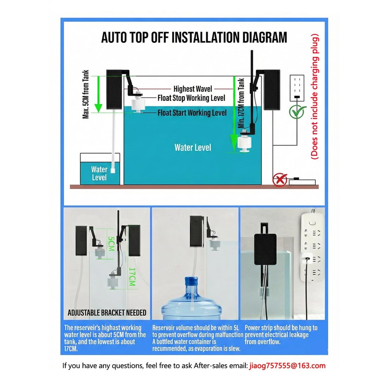 Auto Top Off System with Float Sensor, Preset Drain/Refill Function,
