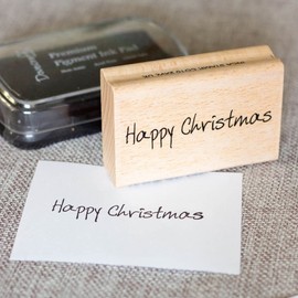 Scribbled Happy Christmas Wood Mounted Stamp and Black Ink Pad, Festive Mounted Rubber Stamp, Festive Scrapbook Crafts, Christmas Crafts