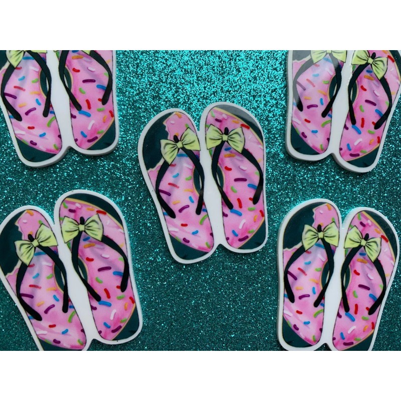 5pc. Donuts by the Pool, Resin Planar Flatbacks, Cabochon, Flip