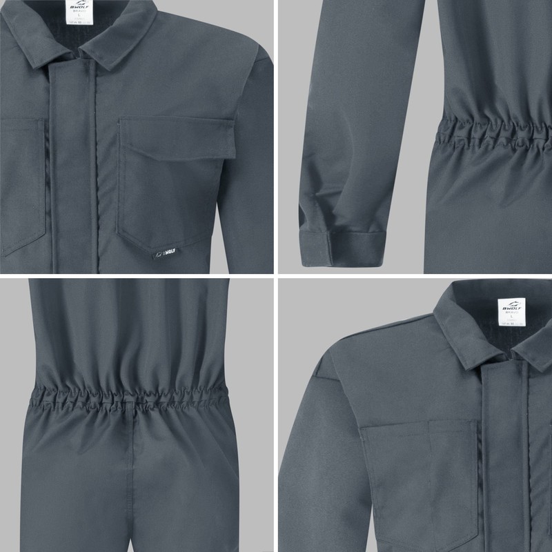 BWOLF Bravo Men's Work Overalls, Workwear, with Zip and 6