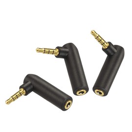 VCE 3 x 4-Pin Audio Jack Adapter 3.5 mm Jack Male to Female 90 Degree Right Angle Headphone Adapter Stereo
