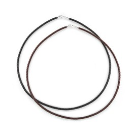 Bling Jewelry Unisex Genuine Brown Black Leather Braided Rope Necklace Pendant Cord for Women, Teenagers, Men, .925 Sterling Silver, 14 16 18 20 24 Inch Length, Leather, No Gemstone