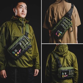 TACTICAL GEEK Cache L3 EDC Stylish Sling Bag Chest Crossbody Bag for Men Women Compact Bum Bag Adjustable Shoulder Bag Shoulder Bag Chest Bag for Travel School Hiking, Green