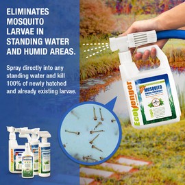 EcoVenger by EcoRaider Mosquito Control Triple-Action Hose-end Spray 32 oz, Kills Aphids, Gnats, Ticks, Kills All Stages + Larvae Control + Lasting Repellency, Citrus Scent, Non-Toxic Child-&-Pet-Safe