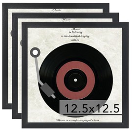 JCJMY Wood Vinyl Record Frame for the Wall, Display 12.5x12.5 Album Cover and 12x12 LP Vinyl Record with Cover, Album Frames, Sturdy 12.5x12.5 Frame Black, 3 Pack