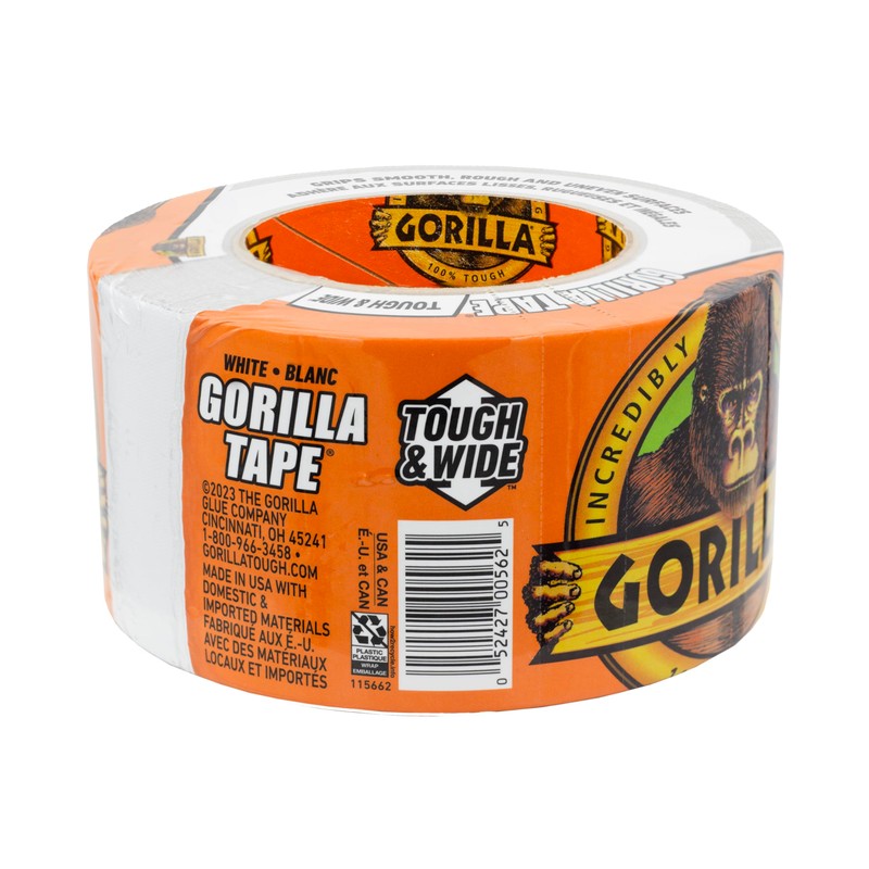 Gorilla Tape Tough & Wide, White Tape, 2.88" x 25