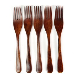 [ratoruuddo] RattleWood Fork Set Wooden Natural Wood Wood Cutlery Pasta 5 Pieces Set