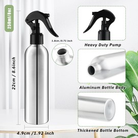 DMuuuDM 250ml/8 Oz Aluminum Spray Bottles,Empty Reusable Heavy Duty Mist Spray & Water Sprayer,Pressure Sprayer Spray Pump Bottles for Home Garden Plant Household Cleaning Solutions-Pack of 4