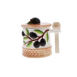 Servette Home Ceramic Olive Sugar Jar - Branch