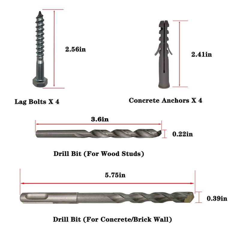 Lag Bolt Kit for Mounting TV Bracket Into Wood or