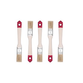 Hardy Working Tools 5 x Flat Brush Set 25 mm Series 40 with Natural Light Bristles and Synthetic Fibres, 5 Pieces Painting Brush Set with Natural Wood Handle, 5 Pieces Paint Brush Set