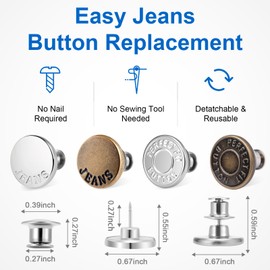 Ceryvop - Juego de 12 botones para jeans sueltos, ajustador de botones para pantalones, pasadores de ajuste de cintura sin costura para pantalones, hacen jeans sueltos más pequeños, pantalones