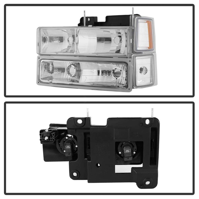 ACANII - For 1994-1998 Chevy Silverado Tahoe Suburban Chrome Bumper+Headlights+Signal