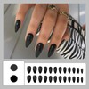 OuryTech Press on Nails Black, 24 Pieces All Black Medium