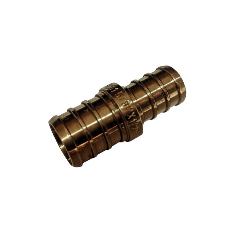 25 Pieces 5/8" x 1/2" Pex Reducing Coupling, Brass, Pex