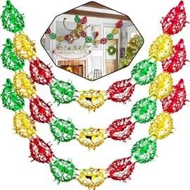 SRVertex Christmas Hanging Decorations Ceiling Foil Wall Decoration Party Decoration (3 Pack, Red/Green/Gold Star Garland)