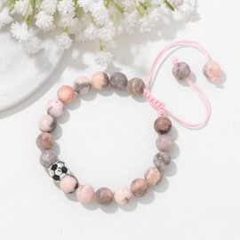 Tivleed Gifts for Women Anxiety Relief Bracelet, Pink Beads Adjustable Friendship Bracelet with Card, Ladies Christmas Birthday Good Luck Her Present