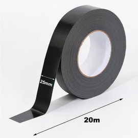 Rusoz Duct Tape Black 20 m x 25 mm Duct Tape Extra Strong Waterproof for Indoor and Outdoor Use Duct Tape Waterproof Repair Tape Tearable 1 Roll