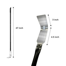 47" Stainless Steel Ash Hook with 3-Piece Aluminum Handle, Ash Rake, Charcoal Rake, Charcoal Rake for Grill, Fire Rake Tool for Home Chefs, Pizza Oven and Fireplace