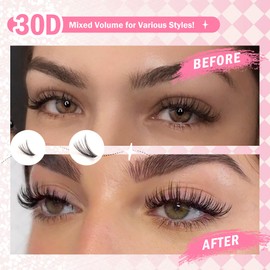 GAQQI Lash Clusters 320Pcs Individual Lashes 30D Mixed 9-16mm Eyelash Clusters C Curl Lash Clusters Look Like Mink Eyelash Extensions Thin Band Soft to Use Self Application(30D-CMIX)