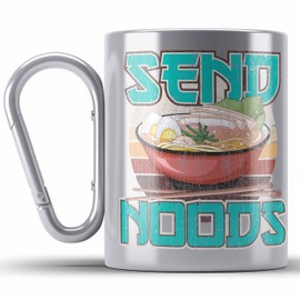 Trendation - Anime stainless steel cup carabiner gift saying carabiner stainless steel cup carabiner stainless steel gifts decoration Anme Fan Send Noods (silver)