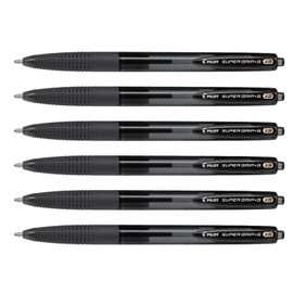 Pilot Pack of 6 Super Grip G Retractable Ballpoint Pens Extra Large Nib Black