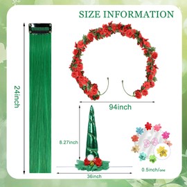 22Pcs Horse Costume, Unicorn Horn, Pony Bling Hair Accessory Set, Horses Tail Extension with Mini Clip, Pony Tinsel Rose Flower Vine for Real Horse Birthday Party Decor Race