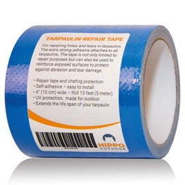 HIPPO OUTDOOR Tarpaulin Repair Tape - Heavy duty Repairs duck tape, blue duct tape, uv protected and waterproof, Protect Against Chafe wear and Tear 16 ft tape roll (1250)