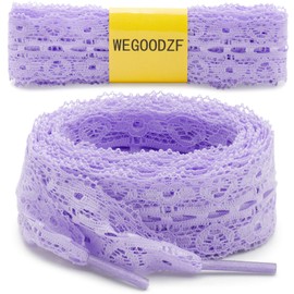 WEGOODZF Flat Lace Fancy Shoelaces: 3CM Wide Lace Shoe Laces for Women - 2 Pairs, 07 Light Purple, 39inch (100CM)