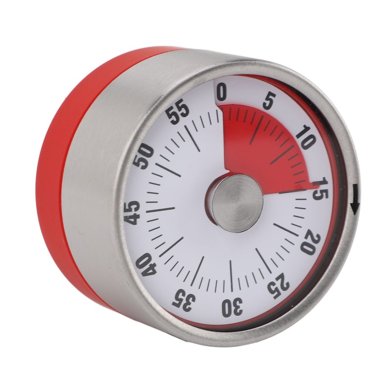 Mechanical Countdown Timer 60 Minute Magnetic Stainless Steel Visual Kitchen