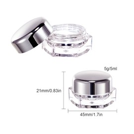 CAIYA Pack of 6 Hexagonal Empty Sample Containers, 5 ml Transparent Small Plastic Jar, Cosmetic Container, Travel Sample Container for Lip Balm, Lotion, Cream