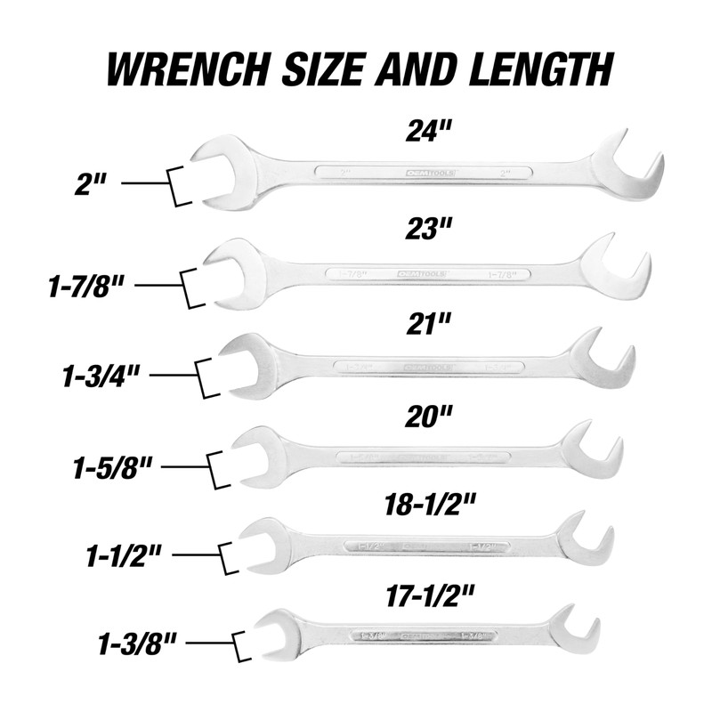 OEMTOOLS 22113 6Piece SAE Jumbo Angle Head Wrench Set