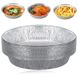 Air Fryer Liners Aluminum Foil, 8 Inch Square Foil Baking Trays Foil Food Containers Foil Trays for Air Fryers(30 Pcs)