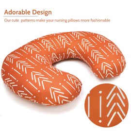 Jundetye Baby Nursing Pillow Cover, Breastfeeding Pillow Cover Boys Girls, Nursing Pillow Case for Newborn, Soft Fabric Fits Snug On Infant, Washable & Breathable, Vintage Orange