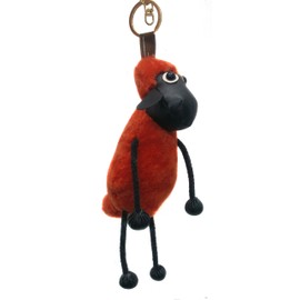 Hima Real Rabbit Fur Keychain Cute Rabbit, Angry Bird, Penguin, Doll Pendant (Shaun Sheep Orange)