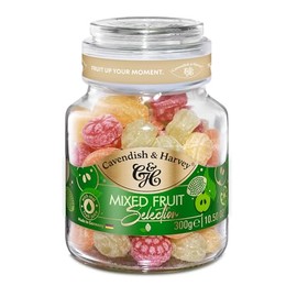 Cavendish & Harvey | Mixed Fruit Hard Candy Drops | 10.50 Ounce Jar