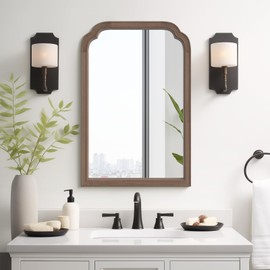WallBeyond Wood Bathroom Mirrors for Wall Mounted, 20" x 30" Rustic Wood Frame Wall Mirrors Decorative for Living Room or Bedroom Vanity Mirror (Walnut)