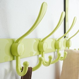 Dseap Over The Door Hook Hanger - 5 Tri Hooks, Heavy Duty Over The Door Towel Rack Coat Rack for Clothes Hat Towel,Yellow