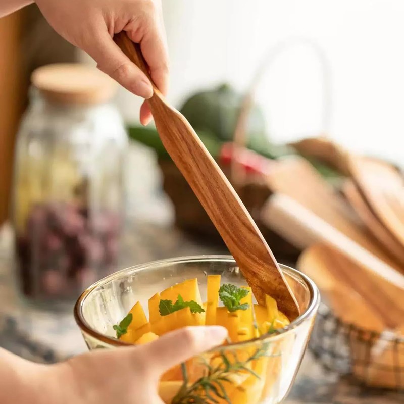 Skinny Spurtle,Wooden Sourdough Spatula,Sourdough Stirring Stick,Kitchen Utensils for NonStick Cookware