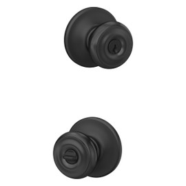 Schlage F51A GEO 622 COH Georgian Door Knob with Cohen Trim, Keyed Entry Lock, Matte Black