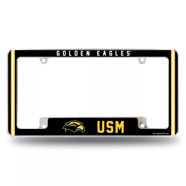 Rico Southern Miss Chrome Metal License Plate Frame w/ Full
