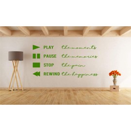 Play The Memories - Pause - Stop - Rewind - Quote Wall Art Vinyl Decal Sticker Made in USA