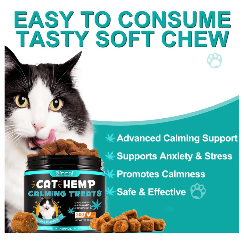 Premios Calmantes Para Gato Sabor Pollo (200 Pzs) Oimmal