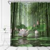 Spa Lotus Shower Curtain Asian Bamboo Zen Japanese Style Relax