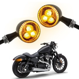 DREAMIZER 2PCS Motorcycle Blinkers 12V LED Motorcycle Turn Signals Compatible with Harley Honda Yamaha Kawasaki Suzuki and More (Black White Lens)