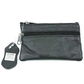 YEHMAN Genuine Cowhide Leather Flat Purse for Trouser and Jacket Pocket, black