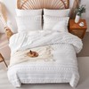 sponwilar 7 Pieces Queen Comforter Set, White Tufted Boho Shabby