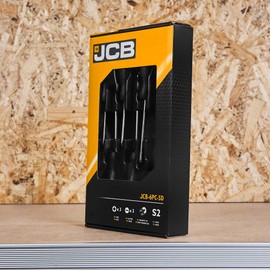 JCB - 6 Piece Screwdriver Tool Set | includes A Range of Slotted and Pozi Types, Durable Set of Screwdrivers (JCB-6PC-SD), Black,yellow