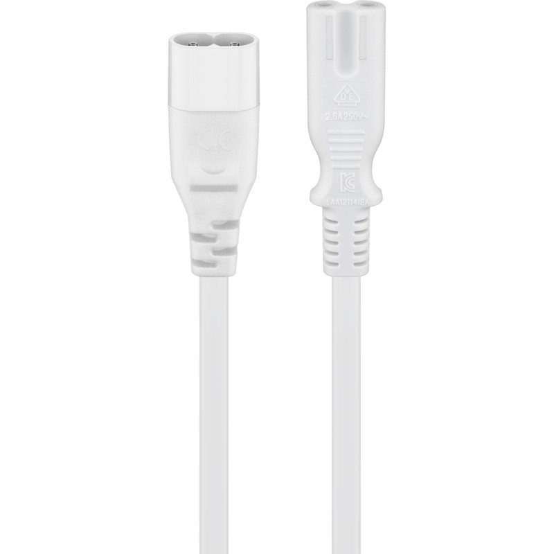 Goobay 97200 Verlängerungskabel C7/C8, 2 m, Weiß